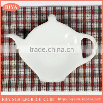 personalized new design white ceramic porcelain wholesale tea bag holder with custom design decal accept