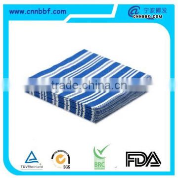 Blue and white stripe paper napkin