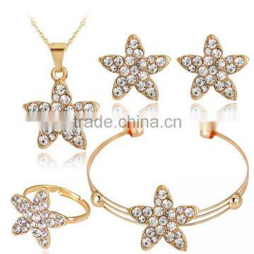 Five Petaled Flowers Shinning Clear CZ Crystal Pendant Jewelry Sets Gift photo-2
