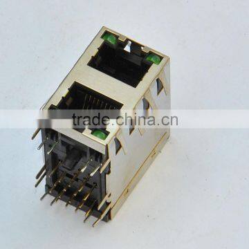 Double Level 2*1 port RJ45 Modular Jack with LED