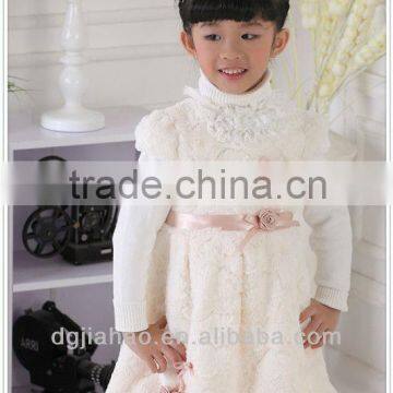 fittable woolen fabric beautiful little girls winter formal dresses