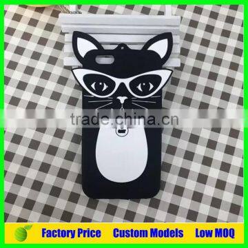 Lovely cat with glasses 3d silicone mobile phone case cover for LG G2 D802 cell phone back cover case