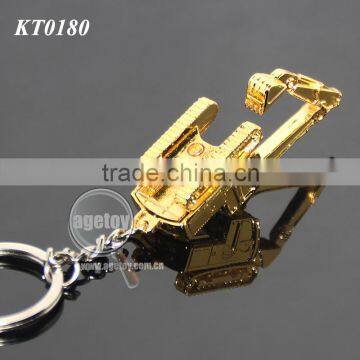 3D Excavator Shaped Three-dimensional Gold Color Alloy Metal Excavator Keychain photo-6