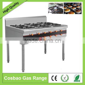 Free Standing Stainless Steel gas Cooking Stove with 6 burners