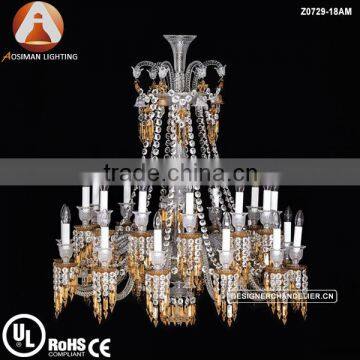 18 Light Luxury Baccarat Crystal Chandelier with Clear & Amber Crystal