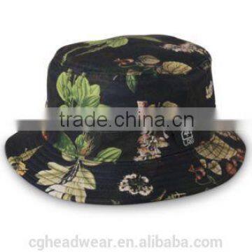 wholesale bucket hat/ custom bucket hat/ black floral bucket hat