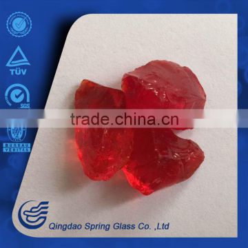 shiny red color glass rocks size 3cm