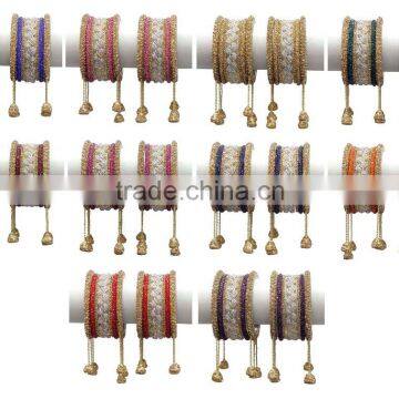 Indian Traditional Gold Tone Crystal Stone Bangles Partywear Set For Girls & Women