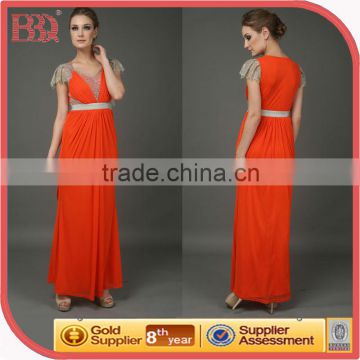 latest party wear dresses for fat girls western long orange v neck evening dress