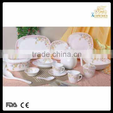 new bone china 71pcs decal square dinner set