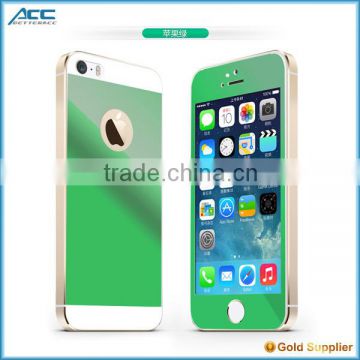 2015 Alibaba new arrived Front+Back Metallic plating color tempered glass screen protector for iPhone 5 5s