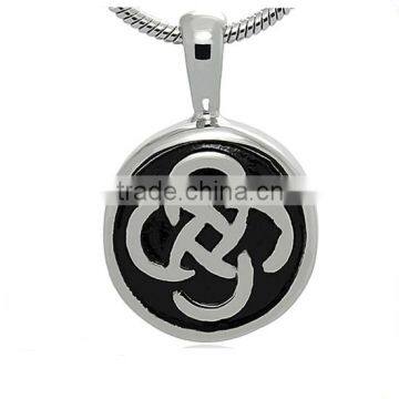 Factory Sell Funeral Casket Jewelry Black Enamel Stainless Steel Opening Knot Memorial Cremation Urn Pendant