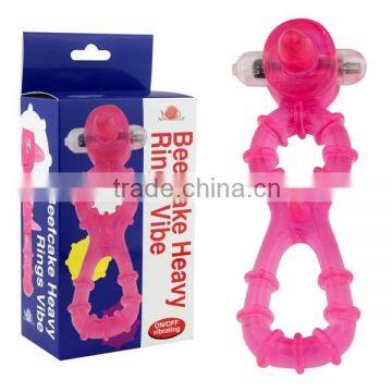 TPE Purple Vibrating Dual Man Cock Ring Pictures Penis Erection