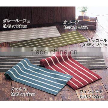 Colorful Japanese and Korean Style Polypropylene fiber Rectangle Stripe Shape Brief Loop Pile Kitchen Door mat