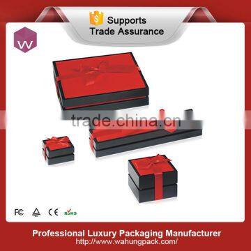 red painting packing box jewel set box with ribbon