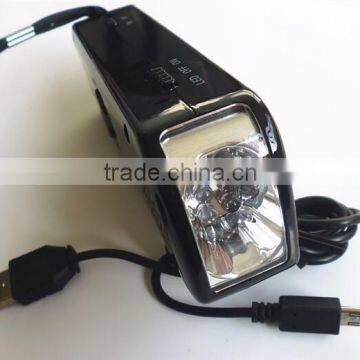 2000mAh wind up mobile phone power bank with LED/ FM radio