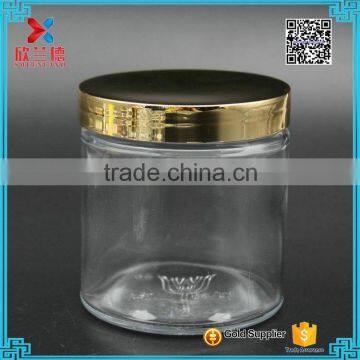 Cosmetics glass jar 400g skin care cosmetic round 400ml glass jar with gold lid in xuzhou China