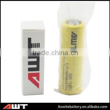 High capacity 18650 rechargeable battery AWT 18650 rechargeable battery 18650 IMR 2500mah 3.7v wholesale rechargeable battery