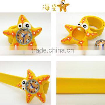 marine starfish silicone snap quartz kids watch for christmas with ROHS