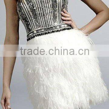 White Ostrich feather fringe trims for dress LZAY1271007