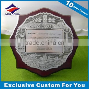 Sublimation Solid Wood Award Plaque With Metal Plate Custom Wooden Awards