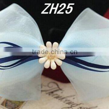 Summer Blue Chiffon Ribbon Fashion Hair Bow Designs Accessories photo-2
