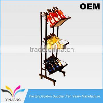 Flooring Supermarket Supply Foldable Wine Tower Dispenser Rack With Wheels photo-2