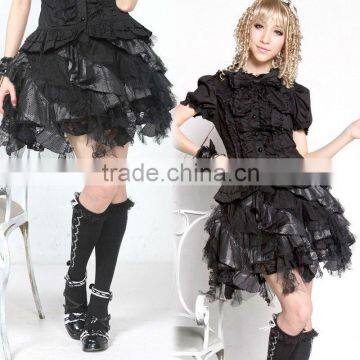Gothic Multi Layered Lace & Mesh Skirt Black Punk GLP 61107