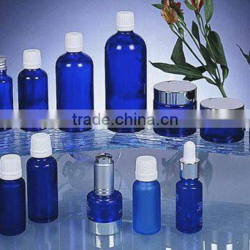 plastic cover royalblue amber glass bottle