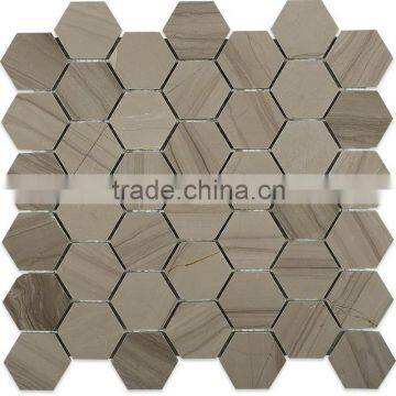 Hexagon athens gray marble mosaic tile