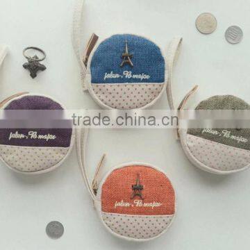 Brand new retrostyle round shape canvas coin purse with high quality