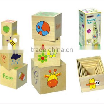 New DIY Wooden Stacking/Folding Cup Blocks Kids Educational Toys