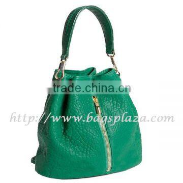 Hot selling Genuine Leather Buket Bag ,Fashionable green lady hobo bag