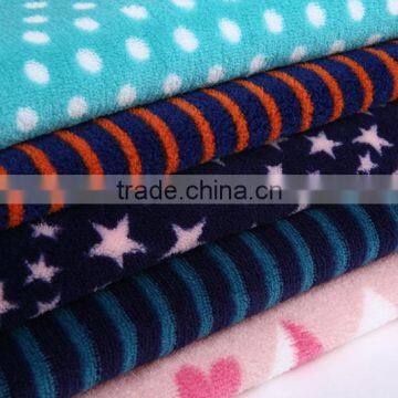 100% polyester knitting velvet coral fleece fabric star print fleece home textile fabric micro fleece velvet house wear fabric