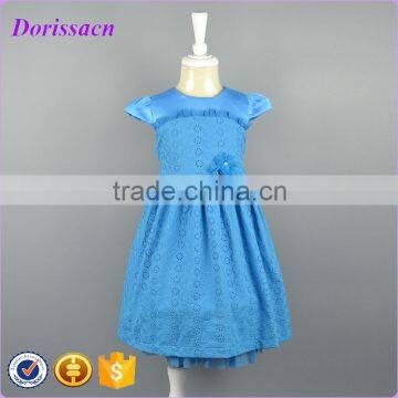 2016 New Design Baby Dress Blue Cotton High Quality Fashion Little Girls Casual Dresses Children Clothes