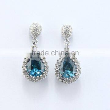 Mystery 2015 classic micro setting 925 silver Tanzanite CZ Diana earring.