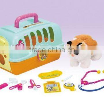 2015 Hualian Toy Puppy Series Pretend Vet Set Cage Carrier For Kids