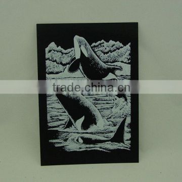 Engraving card/Scrap art foil/foil card/Dolphin designed foil paper engraving art