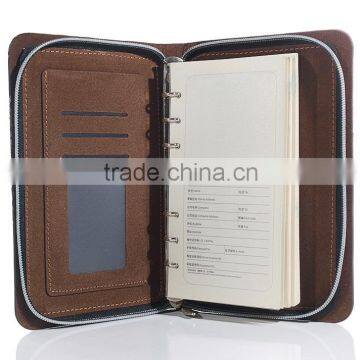 Hardcover leather noteebook with zipper