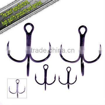 Black Color Round Bent Treble Hooks high carbon steel fishing hooks