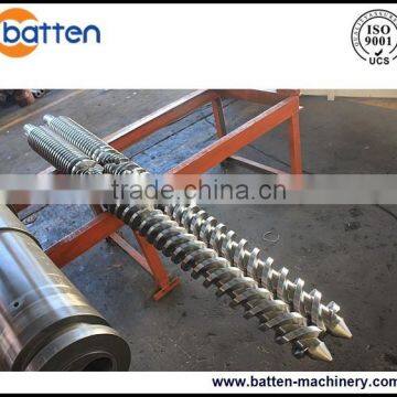 Plastic extruder conical twin barrel and screw for PVC pipe/profile