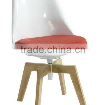 Living room furniture swivel plastic glass chair with soft seat