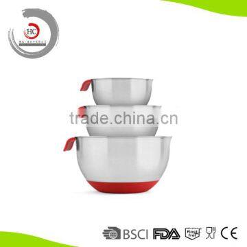 High quality stainless steel vegetable mixing bowl set of 3 with handle HC-BH46