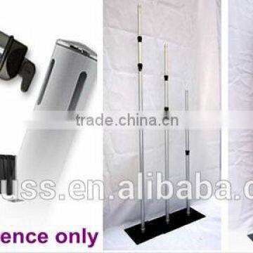 Telescoping Pipe and drape supports backdrop packing with Flight case