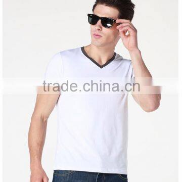 Top quality mens stylish collar design v neck plain t shirts for printing