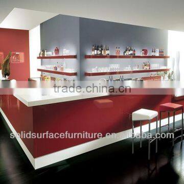 Pre-built Free Standing Modern Solid Surface Restaurant Bar Counter for Sale