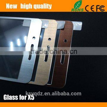 2.5D Titanium Alloy Brushed Metal Tempered Glass Screen Protector Guard for SONY X5 photo-2