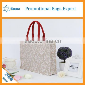 Eco-friendly burlap sack wholesale shopping handbags linen fabric gunny bag jute hessian bags