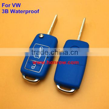 VW 3 button waterproof remote blank key with blue color