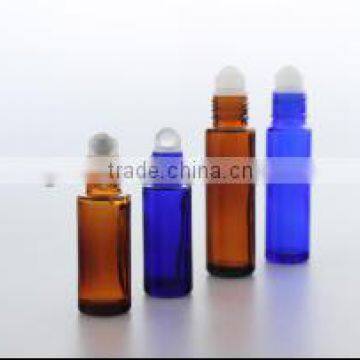 5ml amber small roll on glass bottle with cap